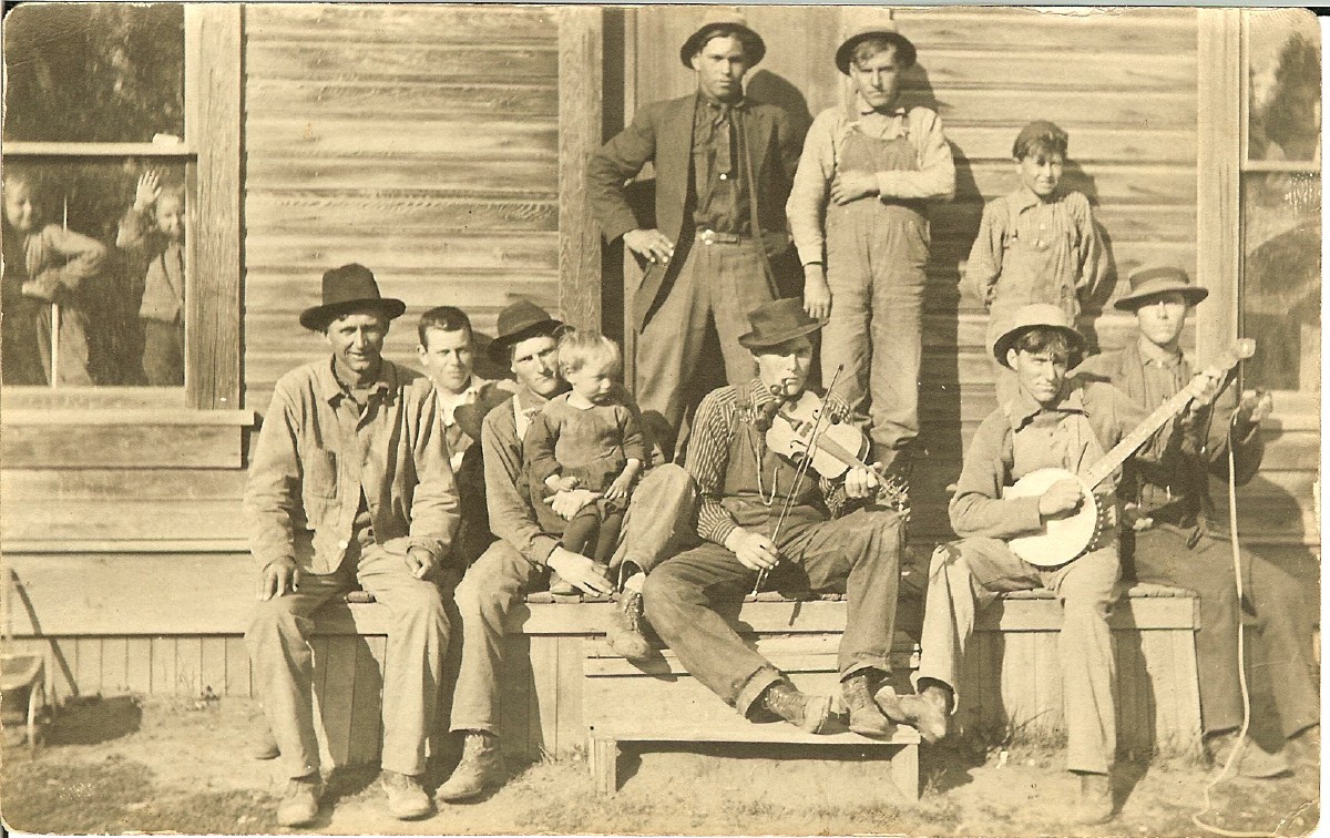 Musicians posing on the porch